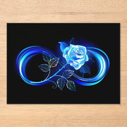 Glowing infinity with blue rose アクリル招待状 (正面)