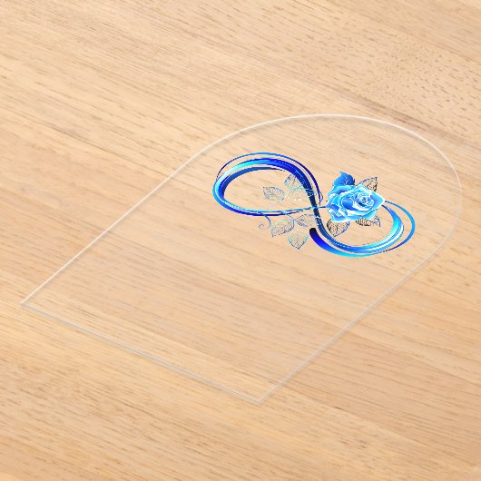 Glowing infinity with blue rose アクリル招待状 (レイダウン)