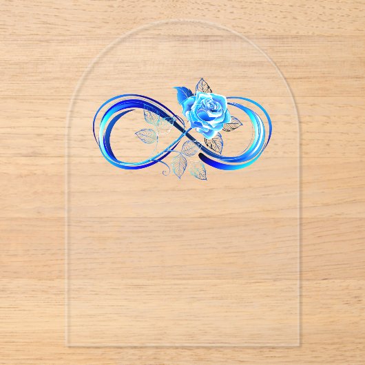 Glowing infinity with blue rose アクリル招待状 (正面)