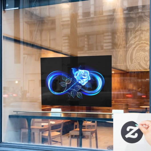 Glowing infinity with blue rose ウィンドウサイン (カフェ窓)