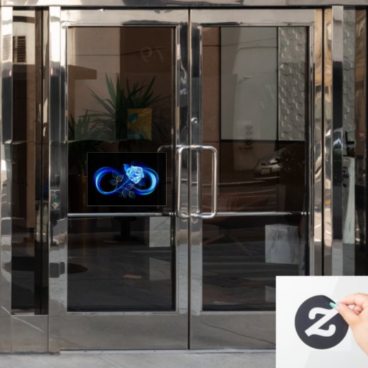 Glowing infinity with blue rose ウィンドウサイン (オフィスドア)