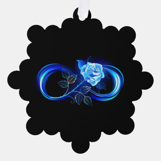 Glowing infinity with blue rose オーナメントカード (正面)