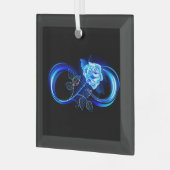Glowing infinity with blue rose ガラスオーナメント (正面左)