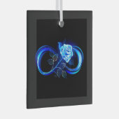 Glowing infinity with blue rose ガラスオーナメント (正面右)