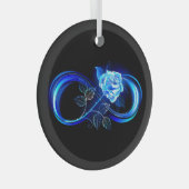 Glowing infinity with blue rose ガラスオーナメント (正面右)