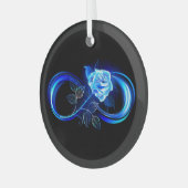 Glowing infinity with blue rose ガラスオーナメント (正面左)