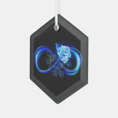 Glowing infinity with blue rose ガラスオーナメント (正面左)