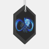 Glowing infinity with blue rose ガラスオーナメント (正面右)