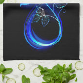 Glowing infinity with blue rose キッチンタオル (折り畳み)