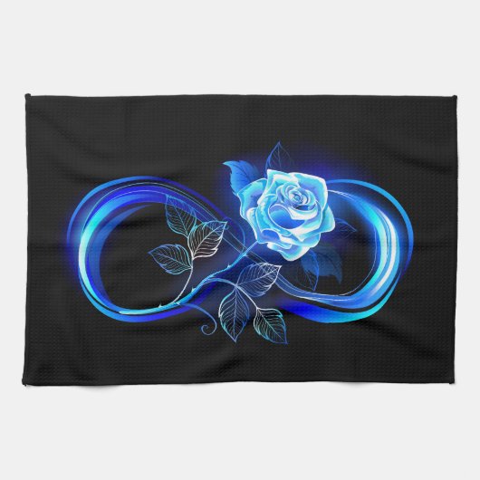 Glowing infinity with blue rose キッチンタオル (横)