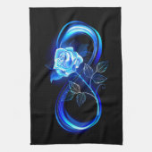 Glowing infinity with blue rose キッチンタオル (縦)