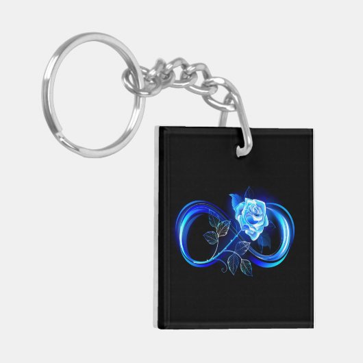 Glowing infinity with blue rose キーホルダー (正面左)