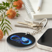 Glowing infinity with blue rose キーホルダー (正面右)