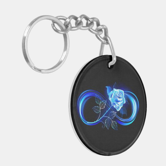 Glowing infinity with blue rose キーホルダー (正面左)
