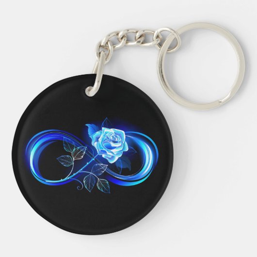 Glowing infinity with blue rose キーホルダー (裏面)