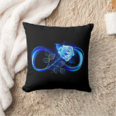Glowing infinity with blue rose クッション (ブランケット)