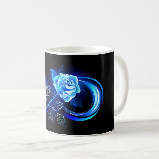 Glowing infinity with blue rose コーヒーマグカップ (正面右)