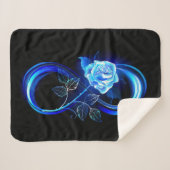 Glowing infinity with blue rose シェルパブランケット (正面(横))