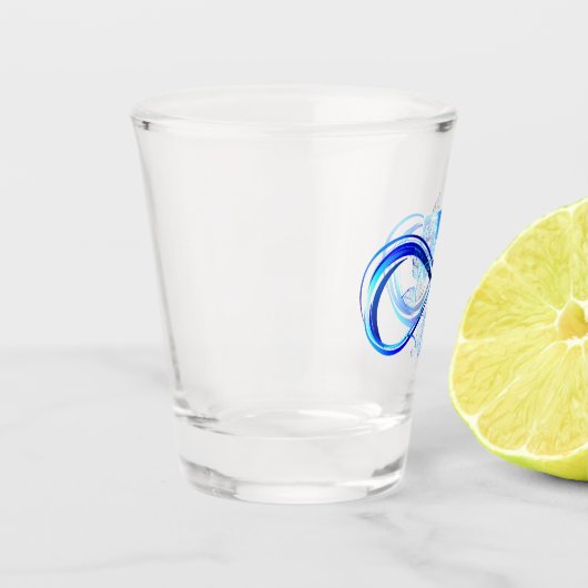 Glowing infinity with blue rose ショットグラス (左)
