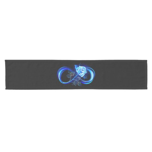 Glowing infinity with blue rose ショートテーブルランナー (横)