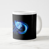 Glowing infinity with blue rose ジャンボコーヒーマグカップ (正面右)