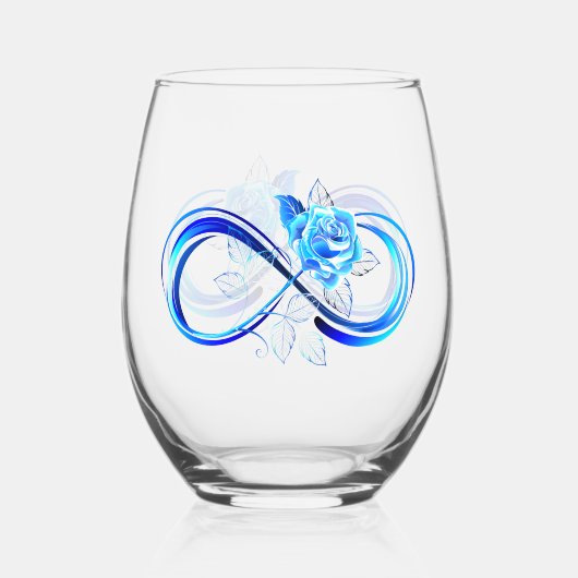 Glowing infinity with blue rose ステムなしワイングラス (正面)