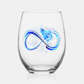 Glowing infinity with blue rose ステムなしワイングラス (裏面)