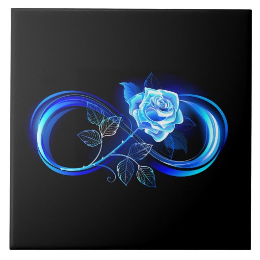 Glowing infinity with blue rose タイル (正面)