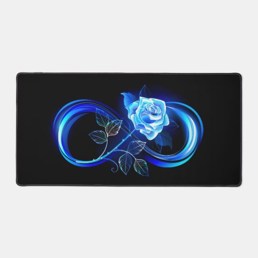 Glowing infinity with blue rose デスクマット (正面)