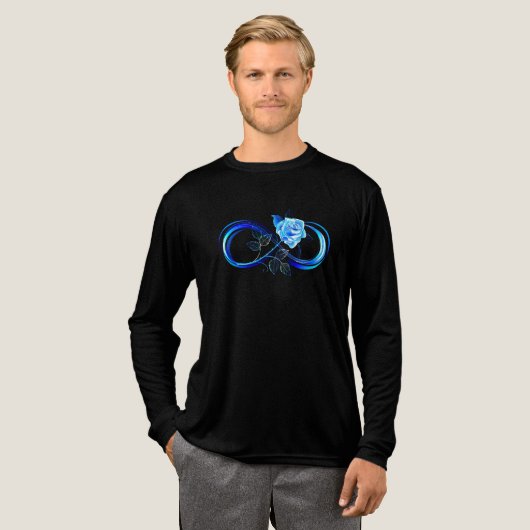 Glowing infinity with blue rose トライブレンドＴシャツ (正面全体)