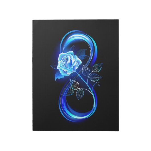 Glowing infinity with blue rose ノートパッド (回転)