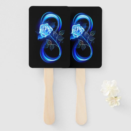 Glowing infinity with blue rose ハンドファン (正面&裏面)