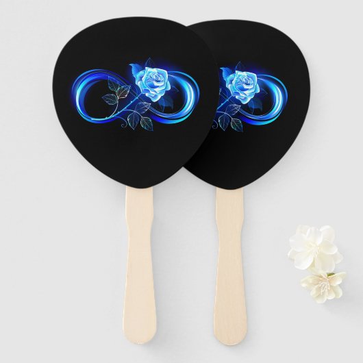 Glowing infinity with blue rose ハンドファン (正面&裏面)