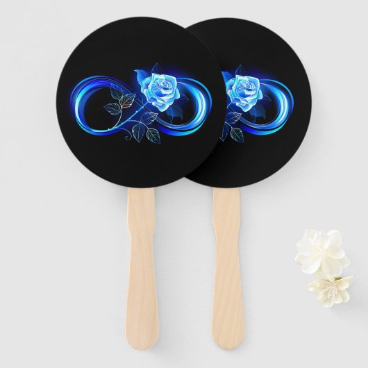 Glowing infinity with blue rose ハンドファン (正面&裏面)