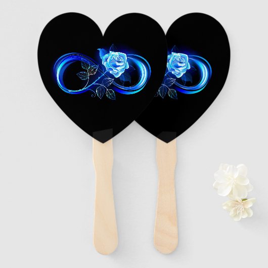 Glowing infinity with blue rose ハンドファン (正面&裏面)