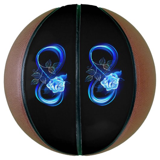 Glowing infinity with blue rose バスケットボール (縦)