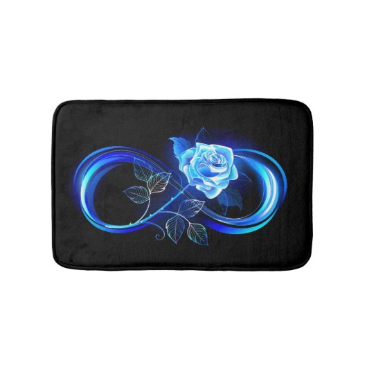 Glowing infinity with blue rose バスマット (正面)