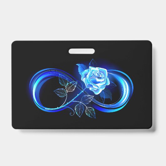 Glowing infinity with blue rose バッジ (正面)