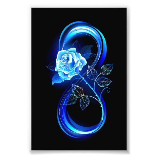 Glowing infinity with blue rose フォトプリント (正面)