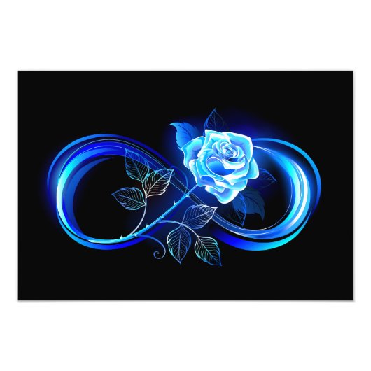 Glowing infinity with blue rose フォトプリント            (正面)