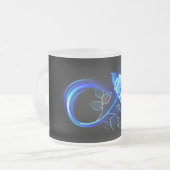 Glowing infinity with blue rose フロストグラスマグカップ (正面左)