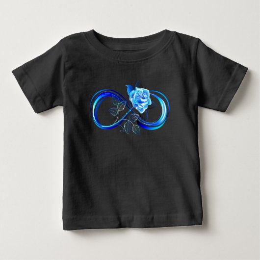 Glowing infinity with blue rose ベビーTシャツ (正面)