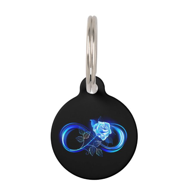 Glowing infinity with blue rose ペット　ネームタグ (正面)