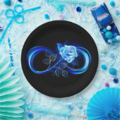 Glowing infinity with blue rose ペーパープレート (パーティー)