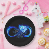 Glowing infinity with blue rose ペーパープレート (パーティー)