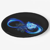 Glowing infinity with blue rose ペーパープレート (アングル)