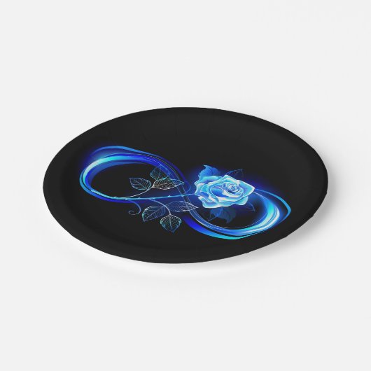 Glowing infinity with blue rose ペーパープレート (アングル)