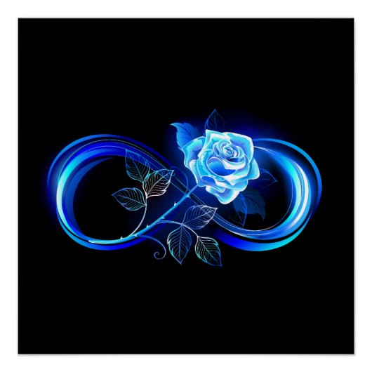 Glowing infinity with blue rose ポスター (正面)