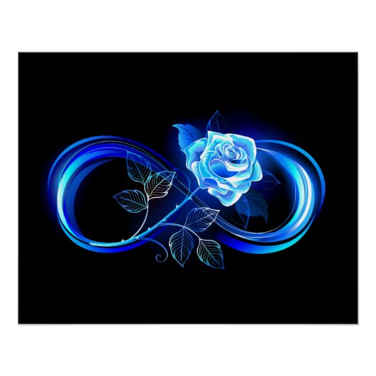 Glowing infinity with blue rose ポスター (正面)