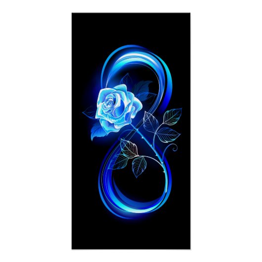 Glowing infinity with blue rose ポスター (正面)